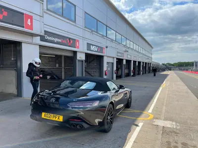 Mercedes-AMG GT in the pit lane at Donington Park